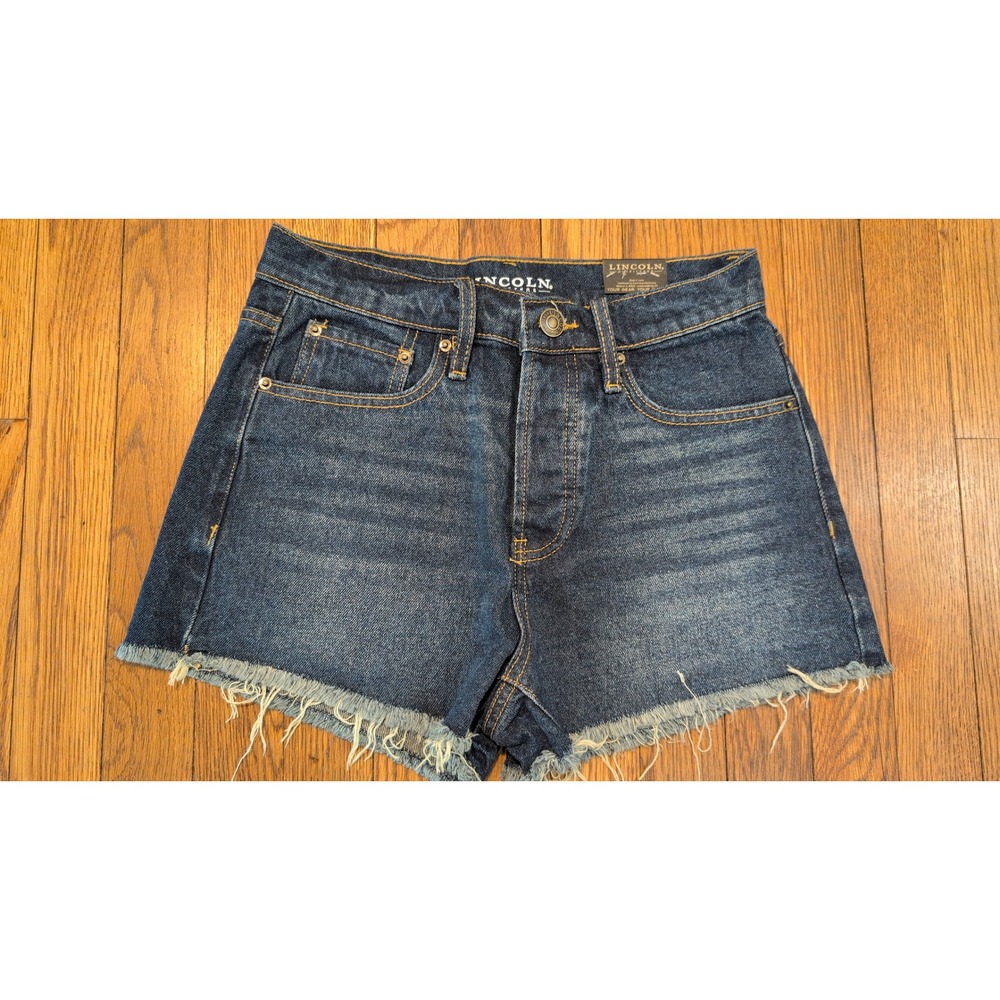 Lincoln Outfitters Womens Hi Rise Button Fly Frayed Denim Shortie Shorts Size 4‎